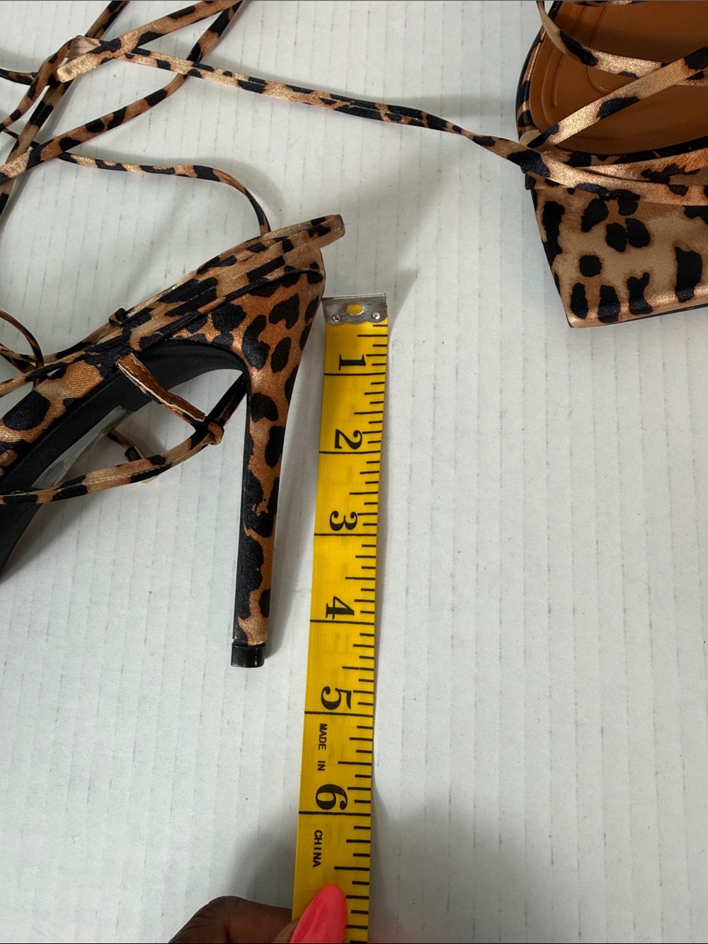 Azalea Wang Laura Leopard Print Lace-Up High Heel Sandal size 7 NWOT - Picture 9 of 9